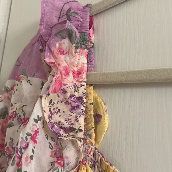 ✨Betsey Johnson Spring Maxi Sz Small Dress Smocked Lavender Floral Patchwork✨ - Picture 8 of 9